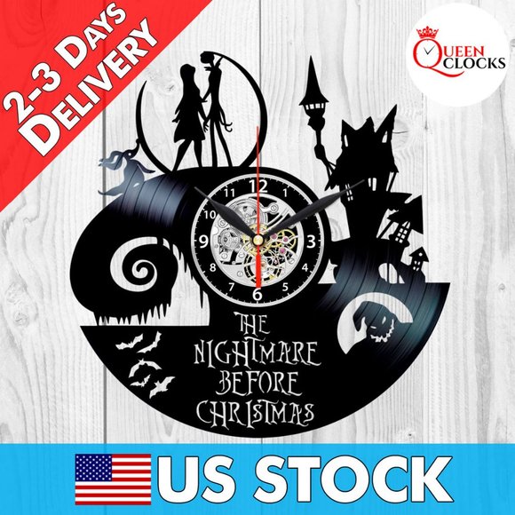 Nightmare Before Christmas Clock Vinyl Record Wall - Picture 1 of 2